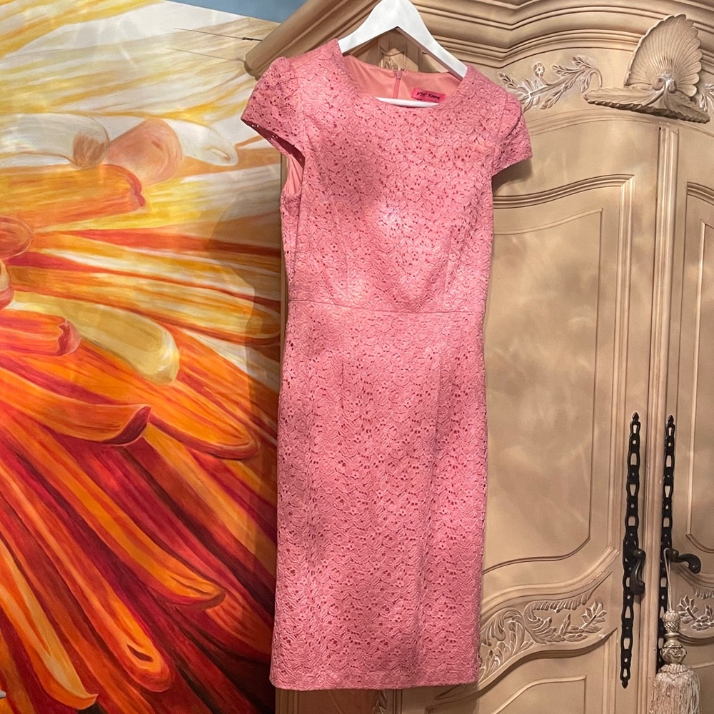 Betsey Johnson Pink Lace Midi Dress